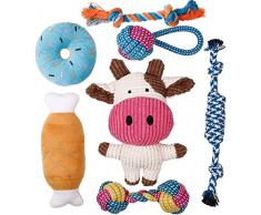 Toozey Jouet pour Chien - 7 Jouets durables pour Chiens pour Chiots/Petits Chiens - Peluche pour Chiot et Jouet couineur - Coton Naturel et Non Toxique