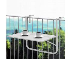 Unbekannt Inconnu Table de Balcon Pliable et réglable en Hauteur Blanc 60 x 40 cm