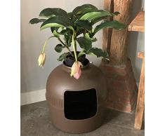 RHRQuality Flower Bac à litière pour chat avec couvercle Marron XXL 51 x 55 cm.