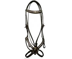 Cwell Equine Cuir Neuf Cristal muserolle Mexicaine Bride avec rênes Full/COB/Cheval Noir (Noir, Complet)
