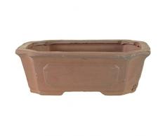Pot à bonsaï 20x15x6.5cm brun rectangulaire en grès