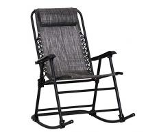 Outsunny Fauteuil à Bascule Rocking Chair Pliable de Jardin dim. 52L x 50l x 110H cm Acier époxy textilène Gris chiné