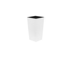 Haut 36 cm pot de fleur en plastique Finezja sculpté, en blanc