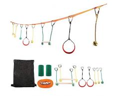 Haodene Corde Ninja - Slackline Kit, Entraînement des Bras des Enfants Slack Line Kit Corde d'escalade pour Enfants et la Famille Jouer en Plein air