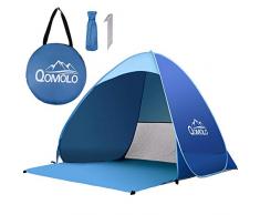 Qomolo Tente de Plage, 2 ou 3 Personne Pop-up Automatique Abris de Plage Anti UV50 +, Portable Montage Tente Instantanée pour Extérieure Camping Plage Pêche Jardin