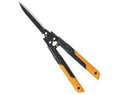 Fiskars Cisaille à haie, Système à crémaillère PowerGear X, Revêtement antiadhésif, Lames en acier haute qualité, Longueur: 63 cm, Noir/Orange, HSX92, 1023631