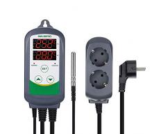 Inkbird ITC-308EU Regulateur de Temperature Prise Thermostat Chauffage Refroidissement Thermostat Numérique Thermostat Terrarium avec Sonde 2 Relais 220V pour Serre,Brassage,Reptiles(ITC-308EU)