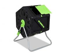 Garden Point Composteur de Jardin Rotatif 105 l | Equipé de Trous de Ventilation | Fabriqué en polypropylène et en Acier inoxidable | pour Usage Toute Saison | Protection UV | 74 x 60 x 49 cm