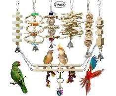 onebarleycorn – Lot de 7 Jouets à mâcher pour Oiseaux, perroquets, perruches, perruches, aras, Oiseaux inséparables