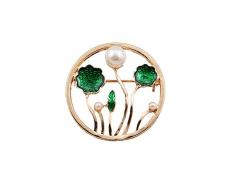 RQZQ Broche Livraison Gratuite Mode Femmes Nouveaux Bijoux Drop émail émail Manteau de Mode Lotus étang au Clair de Lune Imitation Perle Texture Broche