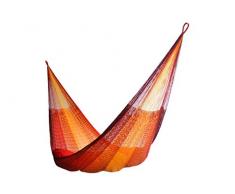 Amalyssa – Hamac Mexicain Kingsize : Sunrise – Rouge & Orange – Filet Résistant – Confort & Solidité – Séchage Rapide – Lavable 30° - Fabrication Artisanale à la Main