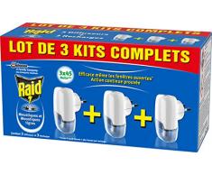 Raid Diffuseurs Électriques Liquide, Moustiques et Moustiques Tigres, 45 Nuits, Insecticide , 1 paquet de 3 diffuseurs + 3 recharges 3 x 27 ml