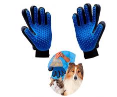 Haikingmoon Bleu Gant de Brosse Chien/Chat Toilettage Massage de Nettoyage Bain Animaux Peigne Epilateur pour Nettoyer Gants Silicone [Gant Gauche + Gant Droit]