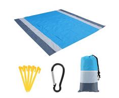 NOBRAND Couverture de plage, de pique-nique, grande couverture sans sable compacte pour 4-7 personnes Imperméable à leau Séchage rapide, Type 1