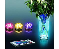 niceEshop(TM) LED Lampes de Plongée avec 24 Touches Télécommande RGB Éclairage étanche à la Batterie Lumières Alimentées pour Aquarium, étangs, Base de Vase, Jardin, Fête, Noël (1 Pièce)