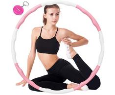 TTMOW Hula Hoop,8 Sections Cerceau de Fitness Amovible avec Mousse,Professionnel Hula Hoop Fitness Adulte pour Amincissant,Largeur réglable (avec Ruban à Mesurer) (1 PCS, Rose&Blanc)