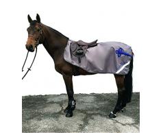 Alexandra Ledermann Sportswear Couvre-Reins Cheval Impermeable avec Doublure Polaire Gris Medium et Bleu Roi