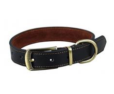 Rantow Collier de Chien en Cuir rembourré Confortable, Taille Ajustable de Cou de 35cm à 45cm et 2,5cm de Large pour Les Chiens Taille Moyenne (Noir)