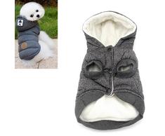 Kismaple Veste pour chien Manteau à capuche Animal de compagnie Encapuchonné vêtements Chaud pour petit Mittel Chiens Hiver Vêtements (S (Poitrine: 32cm, Cou: 23cm), Gris)