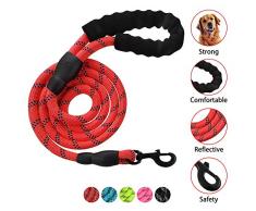 URIJK Laisse Nylon pour Chien Laisses de Course Laisse Rond Réfléchissante Laisse de Dressage avec Poignée Anti-dérapant pour Chiens de Taille Moyenne et Grande-150X1.2CM