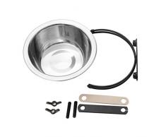 UEETEK Bol de cage en acier inoxydable Gamelle à Fixer pour animaux de compagnie Chien Chat Chiot 21CM