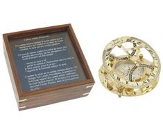 Générique 1112 Objet de Décoration Cadran Solaire à Boussole Laiton Brillant 14 x 7 x 14 cm