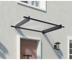 Palram Nancy™ Auvent de Porte - Marquise de Porte D’entrée Moderne – Cadre en Aluminium Gris et Polycarbonate Transparent