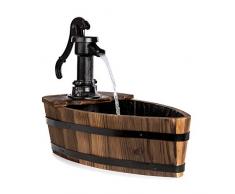 blumfeldt Starnberg Fontaine de Jardin - Fontaine ornementale, 12W, en Forme de Bateau, Pompe en Fonte, revêtement en bâche, Circuit deau fermé, Bois de Sapin, Brun