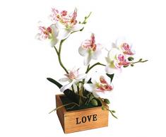 awhao Phalaenopsis Artificielle en Pot Bonsaï dIntérieur Fleurs Fausses de Soie en Pot Décor de Mariage, Maison (Blanc)