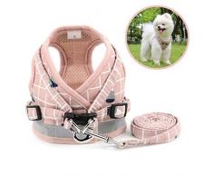 Zunea Harnais et laisse pour petit chien, Réglable et réfléchissant Gilet Chihuahua Gilet en maille Rembourré Imperméable à lévasion Veste pour chiot Pour garçons et filles Chiens et chats Rosa S