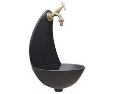 Fonderia Bongiovanni Fontaine à mur Modèle Luna gris fonte avec robinet en laiton poli pour maison et jardin