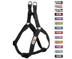 PAWTITAS Harnais pour Chien/Chiot Facile à Enfiler, Ajustable et Réfléchissant Extra Petit Noir