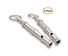 Aribari 2 x sifflets professionnels pour léducation et le dressage des chiens – fréquence réglable - pour l´entraînement et rappel des chiens - matière: laiton, couleur: argent