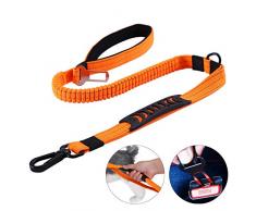 HAPPY HACHI Laisse pour Chien Solide avec Poignée Rembourrée Corde Anti-Traction Laisse de Dressage Élastique pour Moyens et Grands Chiens en Fort Tirage (110CM-150CM, Orange)