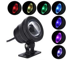 Lumière sous-marine - 5W RVB IP68 Etanche LED Lumière sous-marine Multicolore Lampe de projecteur avec télécommande for Aquarium Jardin Étang Piscine Bassin Fontaine Cascade