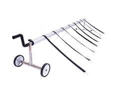 COSTWAY Enrouleur de Bâche en Acier Inoxydable et Aluminium pour Piscine enterrée 5 Tubes Télescopique (1, 5 m Seul)