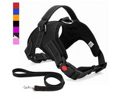 Harnais pour Chien sans Traction, Confort Réglable et Respirable, Laisse Gratuite Incluse, pour Petit Moyen et Grand Chiens, Idéal pour lEntra?Nement et la Marche (XL, Noir)