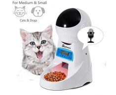 Sailnovo Distributeur Automatique de Nourriture Distributeur de Croquettes Gamelle Enregistrement 4 Repas Pour Chats et Chiens ( Moyen, petit ) (4L, Blanc)