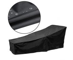 Housse de Bain de Soleil, Housse de Protection imperméable pour Chaise Longue dextérieur Housse de Rangement Pliable inclinable pour Patio de Jardin, Noir (210x75x40-80cm)