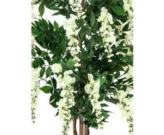 Arbuste artificiel, Glycine, 1370 feuilles, véritable tronc, 820 fleurs, blanc, 150 cm - plante grimpante artificielle / arbre artificiel fleuri - artplants