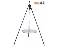 Trépied Oskar Hauteur 210 cm incl. Chaîne et grille barbecue en acier inoxydable 80 cm