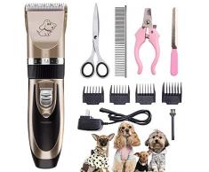 AODATU Tondeuse Chien Chat Animaux Electrique Professionnelle Fil Rechargeable avec Lame Détachable et Lavable, avec Ciseaux et Peigne