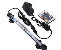 Asvert Lampe Tube Aquarium 18 LED Etanche avec Ventouse Luminaire Submersible 16 Couleurs avec Télécommande Eclairage Aquarium sous l’Eau pour Poisson 38 x 1,8 cm (4W)