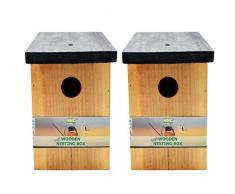 2 x Handy Home and Garden Nichoir en Bois Traité à la Pression Boîte de Nidification Maison dOiseau Sauvage HHGBF017
