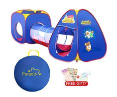 Peradix Tente Tunnel Enfant Pop Up 3 en 1 Tente de Jeu pour Enfant et bébé Parcours Motricité Enfant Tente Intérieures et Extérieures