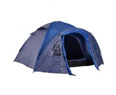 Outsunny Tente de Camping familiale 4-5 Personnes Montage Facile Double Porte et fenêtres dim. 3L x 2,50l x 1,30H m Fibre Verre Polyester Bleu Marine