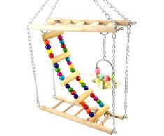 Chou 1 Pc Jouet pour Oiseaux Perruche Hamster- Petite échelle pour Animaux Balançoire en Bois Accessoires De Cage