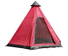 Tente de camping pour 4 personnes – Tente pyramide de 350 x 300 cm – Tente familiale ronde de type tipi, Rot
