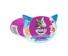 Whiskas Les Irrésistibles - Friandises au Saumon pour chat adulte, croquantes à lextérieur et tendres à lintérieur, 10 boîtes de 105g de récompenses