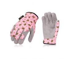 Vgo Gants de Jardinage en Microfibre pour des Enfants 3~4 Ans, Gants de Travail Ordinaire (Kid-XS, Rose, KID-MF7362)